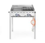 Grillsystem Green Fire 2 Brenner, HENDI, Profi Line, Emaillierte Grillplatte und Grillrost aus Gusseisen GN 1/1, 11,6kW, 740x615x(H)825mm