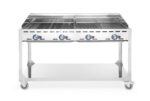 Grillsystem Green Fire 4 Brenner, HENDI, Profi Line, mit Rollengestell, Grau, 22kW, 1400x612x(H)825mm