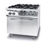 Gasherd 4-flammig mit Ofen GN 1/1, HENDI, Kitchen Line, 230V/3000W, 19kW, 800x722x(H)900mm