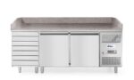 Pizzatisch, zweitürig mit 7 Schubladen 280L, Arktic, 250L, 230V/250W, 2020x802x(H)1000mm