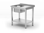 Einzel-Spültisch mit Ablage - Selbstmontage, HENDI, Kitchen Line, Rechte Seite, 800x600x(H)850mm
