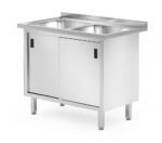 Doppelspültisch mit Schrank - geschweißt, HENDI, Profi Line, 1000x600x(H)850mm