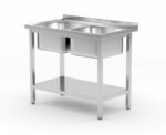 Doppelspültisch mit Regalboden Budget Line - geschraubt, HENDI, Budget Line, 1000x600x(H)850mm